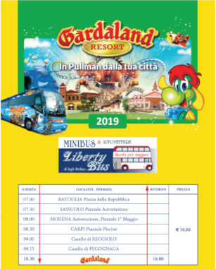 La nostra convenzione con Gardaland - prezzi viaggio in autobus - 2019