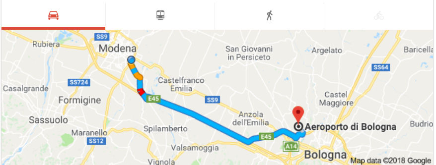 mappa Modena aeroporto Bologna